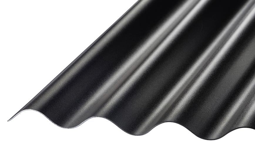 SUNLUX, Sinus, PVC, Korrugerte plater, Profil 76/18, Svart, 900mm x 2000mm